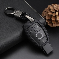 Car Keyring Key Case Cover For Mercedes Benz W202 W203 W204 W210 W211 W212 B200 Carbon Fiber Pattern Soft Silicone Key Shell