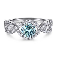 0.8ct Colorful Moissanite Women's Ring Sterling Silver S925 Plating Engagement European American Rin