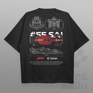 Cars and Clo - Oversized Black - F1 Ferrari Blueprint T-Shirt