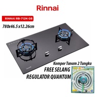 Rinnai Rb 712Ngb/Rinnai Kompor Gas Tanam 2 Tungku + Quantum Selang Gas