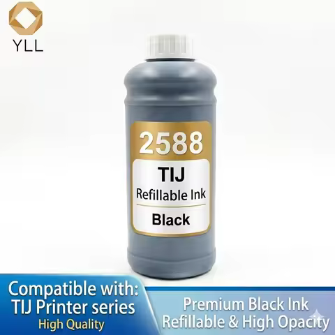 YLL Quick-drying Solvent Ink 2588 JS10 JS12 TIJ Refillable Black Ink 100/500ML For 12.7mm 25.4mm Han