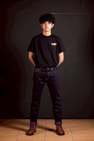 Pinion Denim 21.5 oz Japan Denim รุ่น Zeus. (ซุส)  lndigo X purple ( JAPAN SILVER X GOLD X RED SELVE