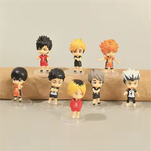 8 volleyball boy figurines, anime cartoon teenagers