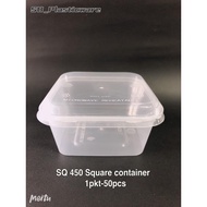 SQ 450 Square Disposable Plastic Food Container [ 50sets± ] SQ450