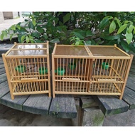 Handmade Bamboo Bird Cage White Eye Lovesick Soy Bean Bird Cage Serinus Canaria Huang Teng Indigo Small Square Cage Row Cage Bath Cage