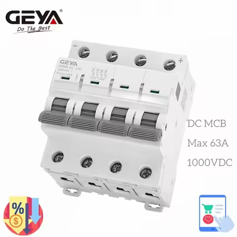 GEYA MCB DC 1000V MCB Mini Circuit Breaker DC 6A 10A 16A 20A 25A 32A 40A 50A 63A 4Pole DC Solar Brea