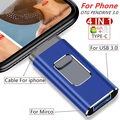 2TB For iPhone 8 Plus 11 12 ipad Pen drive stick Dual purpose mobile OTG Micro USB Flash Drive 512GB