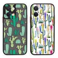 Matte Mobile Phone Cover Skin Feel Shockproof Phone Case Green Colorfull Cactus Esthetic Style For OPPO Reno Z 2 3 4 5 F SE Pro 5G Reno 5 Pro Plus 6 7 8 Z Pro Plus 4G 5G