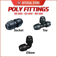 POLY SOCKET FITTING CONNECTOR JOINT - 50mm / 63mm / 90mm - SOKET PAIP HDPE - TAHAN LASAK - KUALITI T