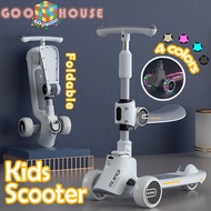 Scooter for Kids 3 in 1 Kids Swing Scooter Light-Flashing Adjustable Height &amp; Foldable