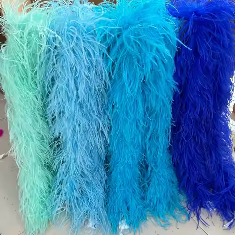 2M Blue Ostrich Feather Boa Shawl 1 3 6 10 20ply Fluffy Feather Scarf Clothig Wedding Dress Decor Fe