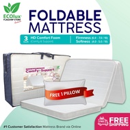 FREE SHIPPING Ecolux Foldable Portable  Latex Feel Foam Mattress (3") FREE Carry Bag &amp; 1 Pillow