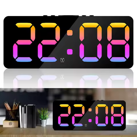 Digital Alarm Clock Large LED Display Brightness Dimmable Digital Clock with USB Charging Ports Snoo