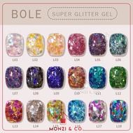 สีเจลกลิตเตอร์ BOLE พร้อมส่งทุกวัน สไตล์เกาหลี 5g Glitter Gel Nail Polish สีเจลกากเพชรแบบกระปุก กากเพชรแน่นมาก สีสวย