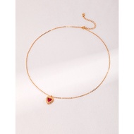 IRIS ORIGINAL DESIGN VINTAGE 100% SLIVER series | Heart agate necklace | D0451 เครื่องประดับ สร้อยคอ ทอง18K