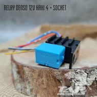 RELAY DENSO 12V KAKI 4 + SOCKET SOKET RELAY - RELAY BIRU MINI