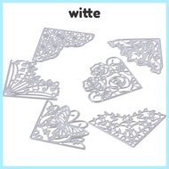 WITTE 8Pcs Corner Die Cuts, Metal Corner Flowers Die Cuts, Embossing Template 2 Inches Silver Lace L