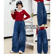 SJ KIDS Wholesale/ 2571 (26-30) Girls' cargo jeans/ 8-12 years / price per 5 pieces