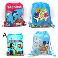 Baby Shark Theme Double-sided cartoon non-woven Bundle pocket Drawstring bag Baby Backpack Children Birthday Party Christmas bag