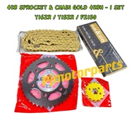 Y16 / Y16ZR / Y15 / Y15ZR V1 V2 / FZ150 FZ 150 (1 SET) 428 SPROCKET + CHAIN GOLD EMAS 428H RANTAI / 