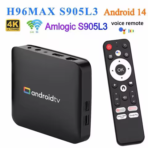 Set Top Box Android 14 S905L3 H96 MAX TV Box 4K 2.4G 5G Wifi Voice Remote Media Player Home Smart An