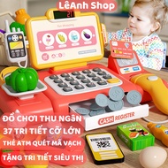 37-piece Supermarket Cashier Toy with Sales Counter with Scanning Phone for Sales Using ATM Card