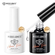 Modelones No Wipe Gel Top Coat and Base Coat Set, 2 Pcs Clear Glossy Hema Free Base Top Coat Gel Nai