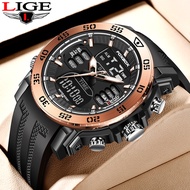 LIGE Sub Brand Foxbox Watch Men Military Army Waterproof Sport Wristwatch Dual Display Digital Quart