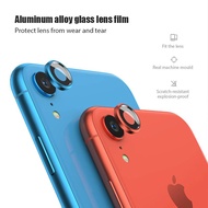 Tempered Glass Screen Protector Metal Circle Ring Frame + Camera Lens Glass on iPhone XR X R Camera 