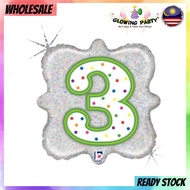 NO 3 18" Foil Balloon Brand Betallic (Original from UK)