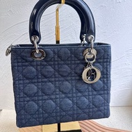 中古包 稀有絕版Vintage Lady Dior 五格深藍牛仔戴妃包