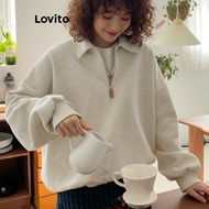 Lovito Women's Casual Plain Zipper Sweatshirt for Spring/Summer L102AD477