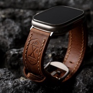 Handmade Genuine Leather Watch Strap Titanium Gold 49MM 45MM 44MM Men's Thickened Leather Watch Stra
