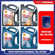 (WITH Original Proton Oil Filter) Shell Helix Ultra 5W40 5W30 / HX7 10W40 5W30 Engine Oil (4L)