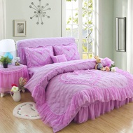 ชุดผ้าปูที่นอน ผ้าปูที่นอน ขนาด 5 ฟุต เนื้อผ้าคอตตอน 100% ชุดผ้าปูที่นอนเจ้าหญิง เกรดพรีเมียม มีกระโ