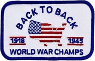 Back to Back World War Champs Patch w/Iron-On Adhesive | WW1 WW2 USA Patriotic Embroidered