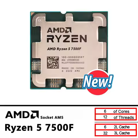 AMD Ryzen 5 7500F R5 7500F 3.7GHz 6-Core 12-Thread CPU 5NM L3=32M 100-000001015 Socket AM5 Tray New 