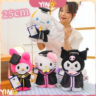 Sanrio Degree Season Doll 25cm Kuromi Melody Bachelor's Graduation Clothes Doctor Hat Plush Toy