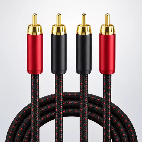 high-quality RCA Male to RCA Male ,RCA Extension Cable Nylon Braid RCA Male to RCA Male Stereo Audio