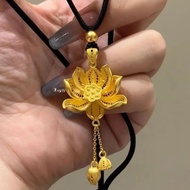 Pendant Necklace Pendant Necklace Pendant Gift [Year of Lotus] Sand Gold Lotus Lotus Necklace Pendan