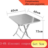 YQ 304Stainless Steel Foldable round Table Rental Small Square Table Dining Desk Set Dining Table Household Square round