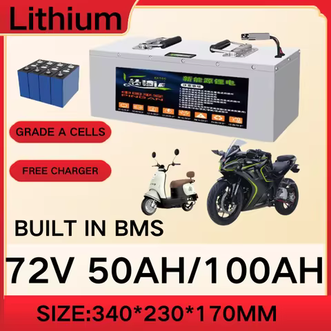 72v 50Ah 100Ah 100A Rechargeable Battery Li-ion Battery with Built-in BMS for Bombers, New Energy Ve