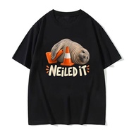 Men T-Shirt Neil The Seal Funny 100% Cotton Tee Shirt Short Sleeve T Shirts Crewneck Tops Printed