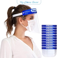 Safety Face Shield Clear Protective Face Shield Mask Transparent Dustproof Windproof Full Face Shield Elastic Band