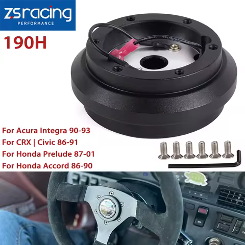 ZSRA-190H Steering Wheel Short Hub Adapter Black Replacement For Honda Civic 88-91 CRX EF Integra 90