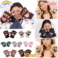 JUNE1 14Colors Gloves Warm Women Fluffy Fashion Fingerless
