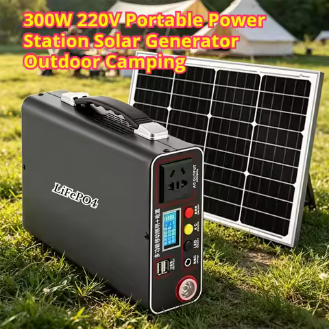 300W Portable Power Station 220V Solar Generator Outdoor Camping Emergency Mobile Power Bank 90000mA