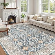 9' x 12' Vintage Living Room Area Rug Blue