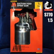 Spray Gun S-770 1.5mm DIY Industrial General Purpose Suction Feed c/w 1000cc Aluminium Cup
