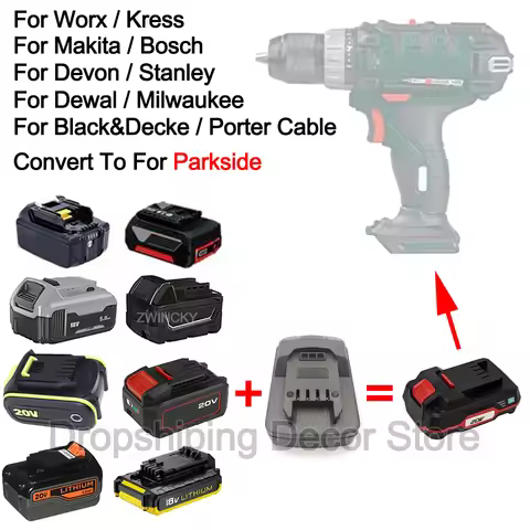 Battery Adapter Converter For Makita/Bosch/Dewal/Milwaukee/Worx/Devon/Black&Decke/Stanley Li-ion Bat